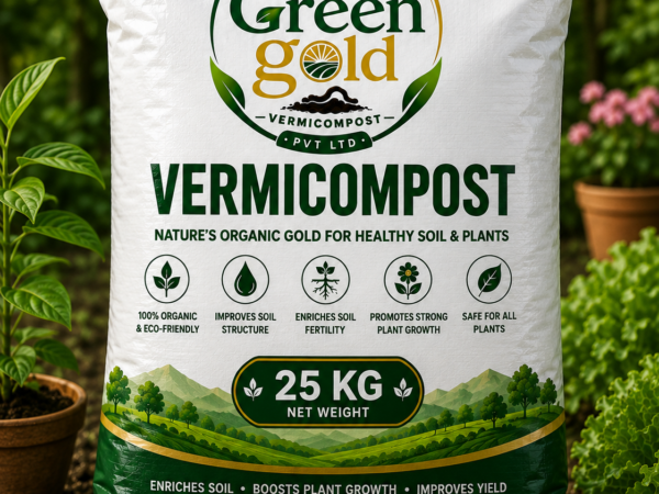 Green Gold Vermicompost 25 KG – Professional Organic Compost for Agriculture & Commercial Farming